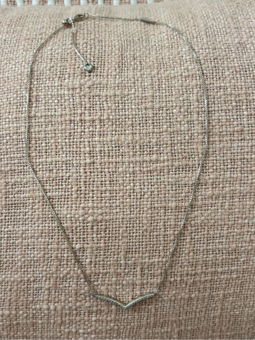 Pandora Silver V-Point Chevron Pave Sterling Silver Necklace